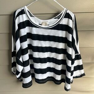 INDUSTRY Small CROP‎ Oversized White Black Stripe Top Republic Clothing Y2K